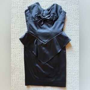 (SOLD) bebe Black Satin Peplum Tuxedo Mini Dress (XS)